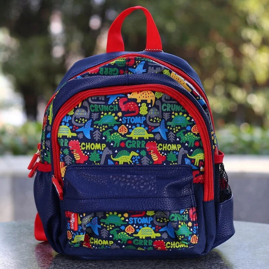 Colorful dinosaur toddler backpack by NIYO TOYS, perfect for preschool age 3+, great for school and play