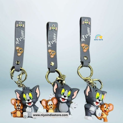 Tom and Jerry keychain for kids featuring colorful characters on a durable strap for fun and play