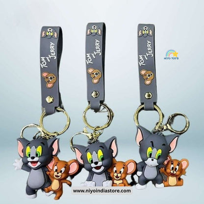 Colorful Tom and Jerry keychain for kids featuring cartoon characters for fun gifts