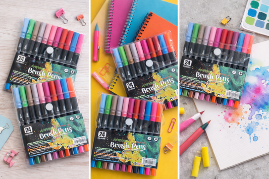 NIYO TOYS 24 pack tombow dual brush pens in vibrant colors for age 6+ and artistic projects