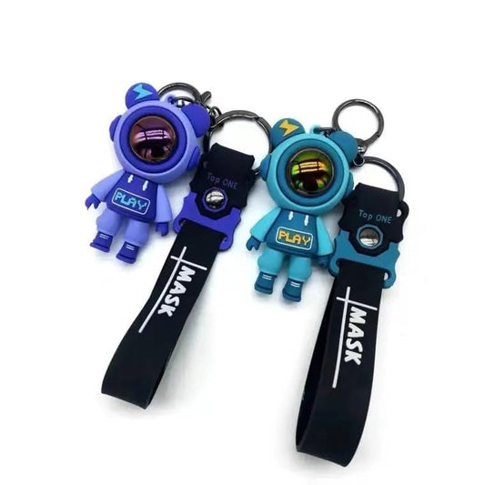 NIYO TOYS colorful astronaut return gift keychains with mask holder straps in blue and teal