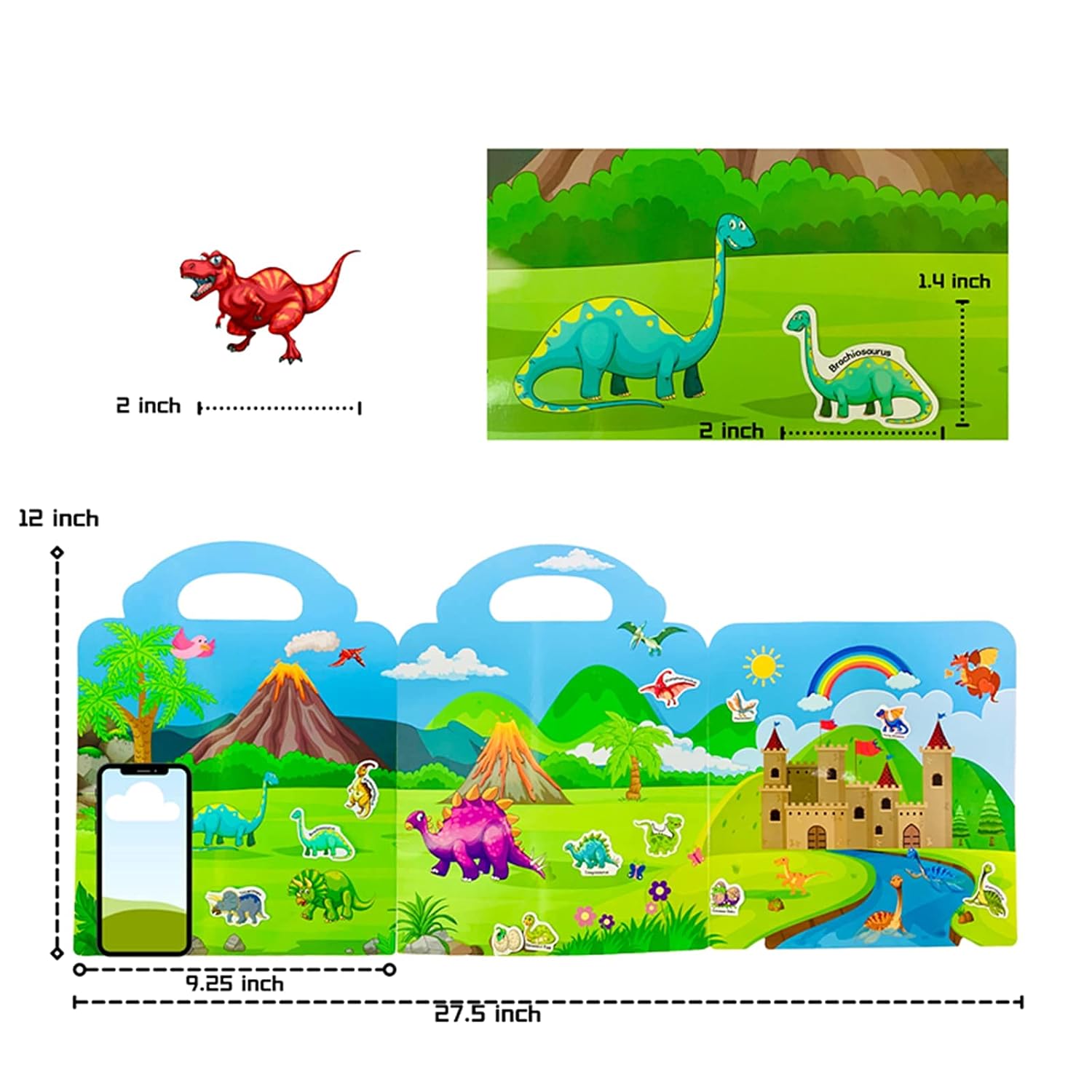 Colorful dinosaur-themed decorative stickers for kids, age 3+, promotes learning with toys learning express
