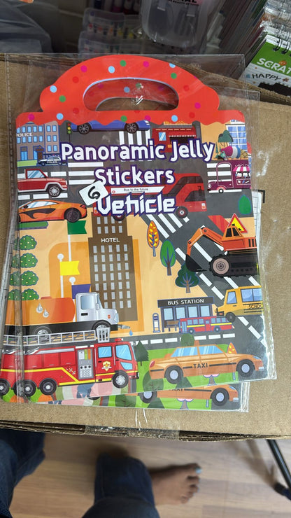 Colorful Panoramic Jelly Stickers featuring vehicles for age 3+, ideal for educational fun with toys learning express