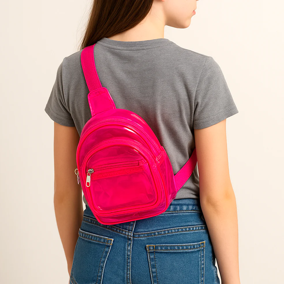 NIYO TOYS Pink Cross Bag featuring a stylish design and adjustable strap for convenience