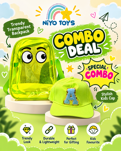 NIYO TOYS trendy transparent mini sling bag with matching kids cap, perfect for ages 3+, great for outings