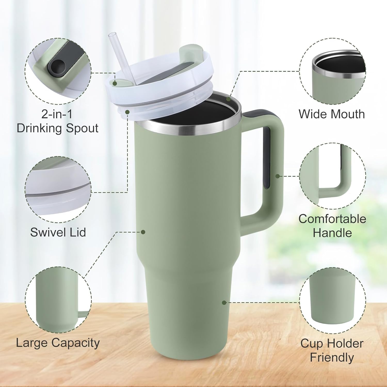 NIYO TOYS Travel Tumbler for hot and cold drinks with wide mouth and comfortable handle