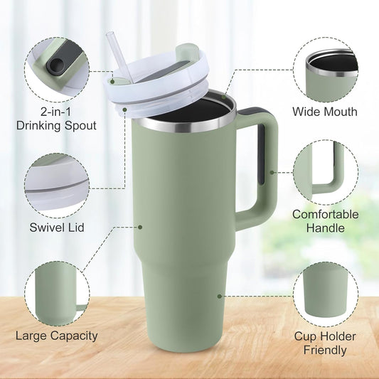 NIYO TOYS Travel Tumbler for hot and cold drinks with wide mouth and comfortable handle