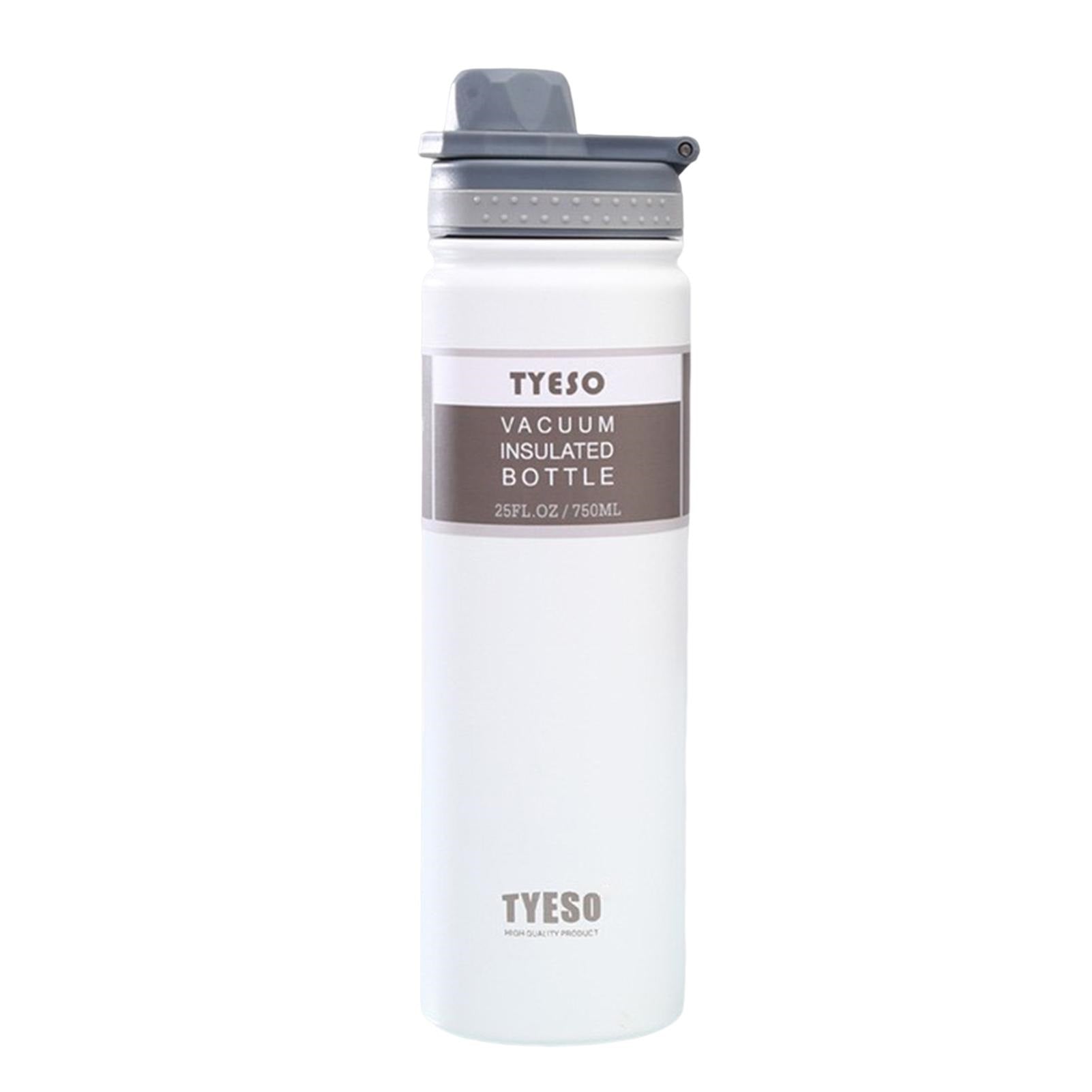 White stainless steel drinks bottle, 25oz, vacuum insulated for adults and outdoor activities.