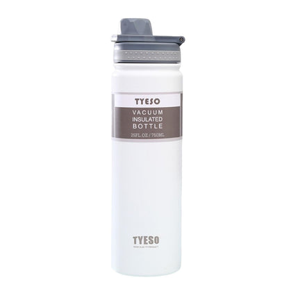 White stainless steel drinks bottle, 25oz, vacuum insulated for adults and outdoor activities.