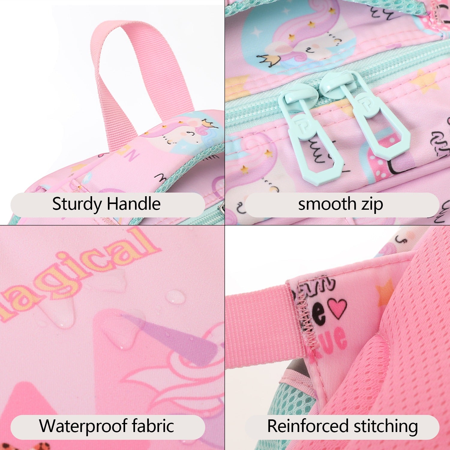 NIYO TOYS unicorn backpack with sturdy handle and waterproof fabric, age 3+, perfect for school and play