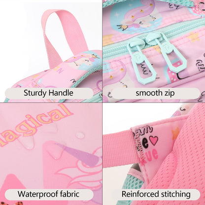 NIYO TOYS unicorn backpack with sturdy handle and waterproof fabric, age 3+, perfect for school and play