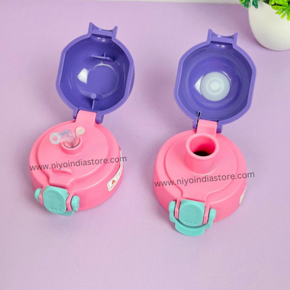 NIYO TOYS insulated stainless steel water bottle in pink and purple, perfect for kids age 3+, ideal for hydration on the go
