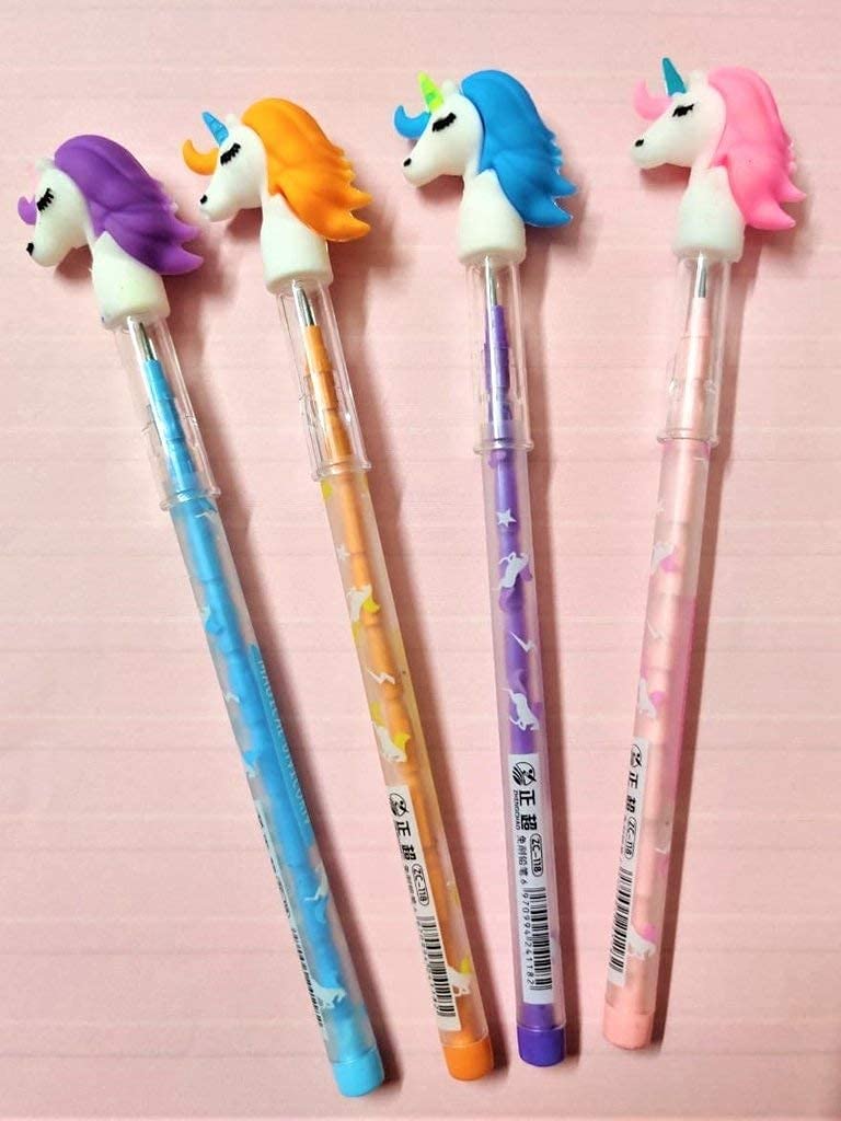 Colorful unicorn pencils and lead set, age 5+, perfect for school or craft activities