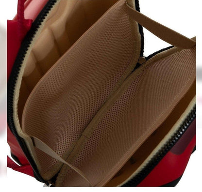 NIYO TOYS Red School Bag Interior with Spacious Compartments and Mesh Pockets for Organization