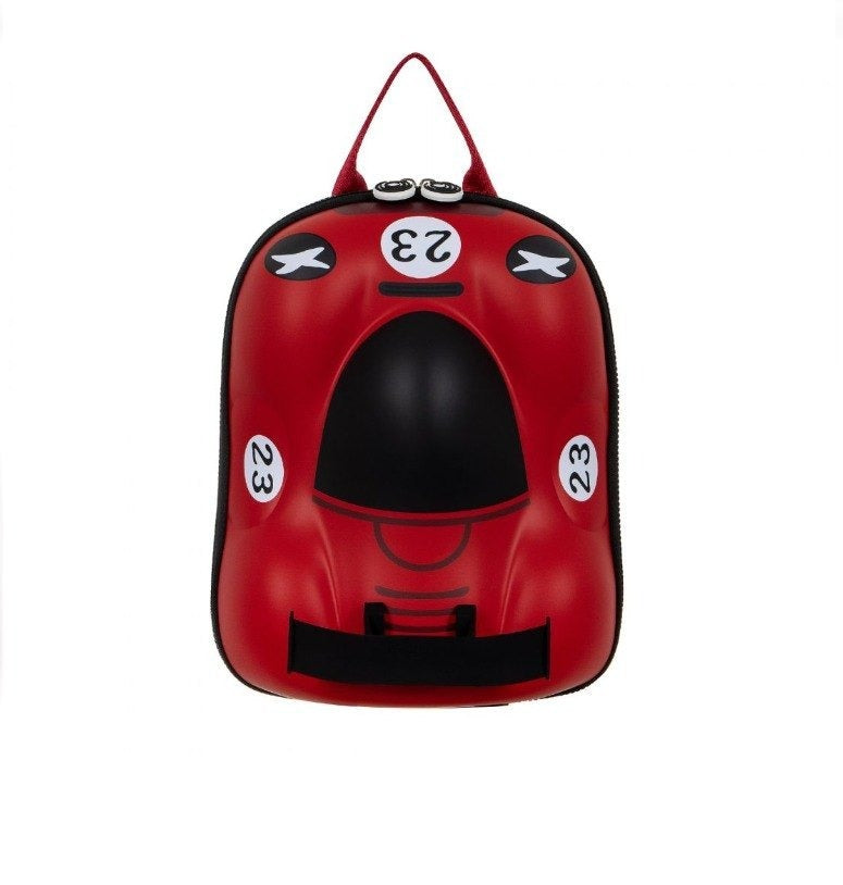 NIYO TOYS Red Race Car School Bag with 3D Design Perfect for Young Racing Enthusiasts