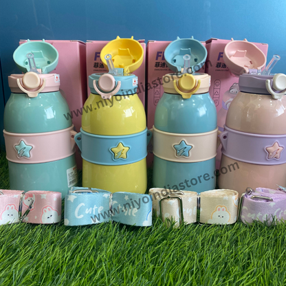 NIYO TOYS vacuum insulated bottle for children in pastel colors with secure lids and fun star designs