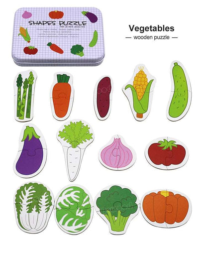 Vegetable shapes puzzle by NIYO TOYS, colorful wooden toy for infant, promotes early learning