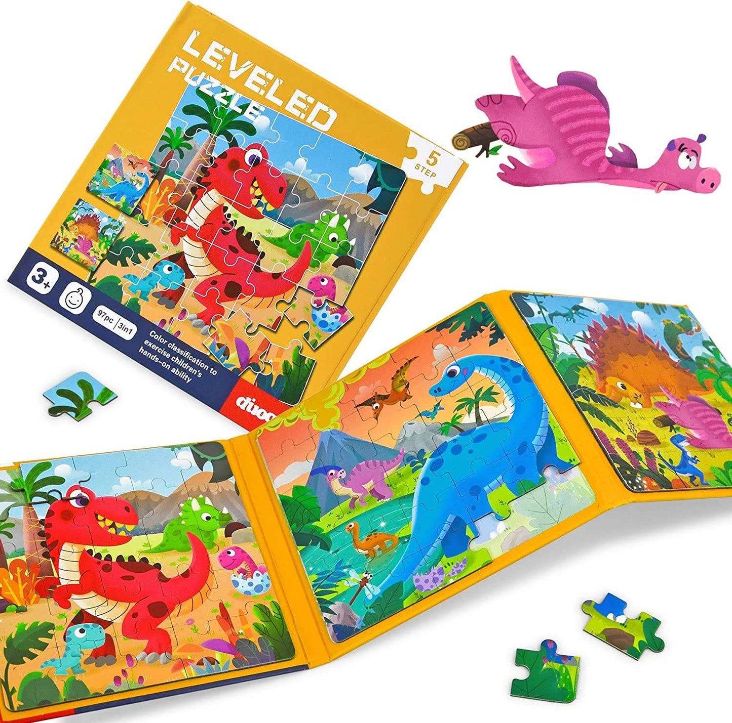 NIYO TOYS leveled dinosaur puzzle for age 3+, colorful educational fun, search word puzzle book