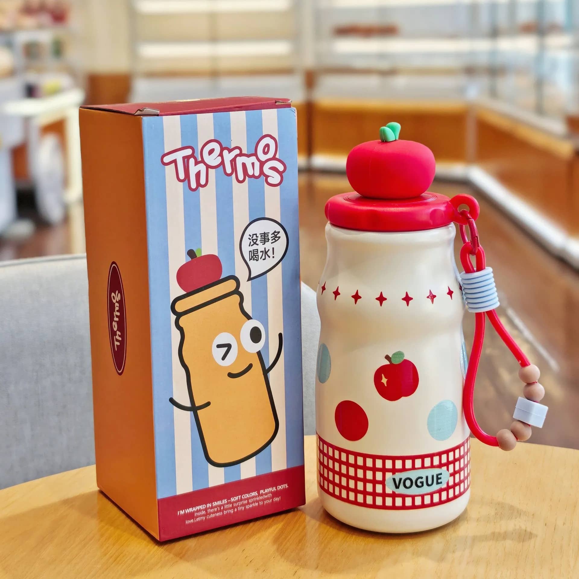 NIYO TOYS stainless steel drinks bottle with cute apple design, ideal for kids age 3+