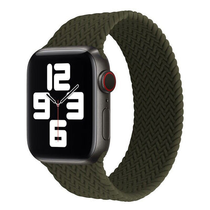 Olive green braided watch band for Apple, stylish and durable for any occasion