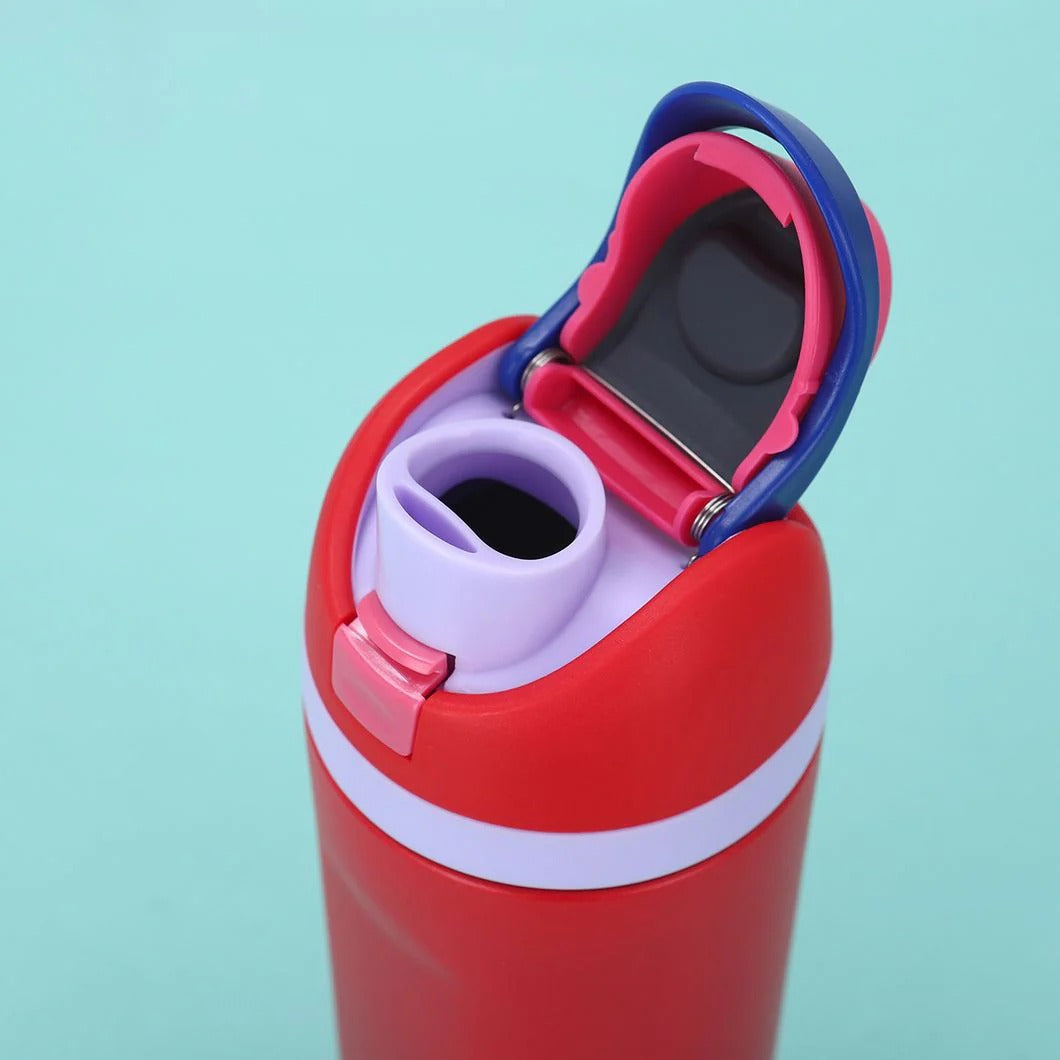 NIYO TOYS Red Insulated Sipper Bottle with Flip-Top Lid for Easy Drinking