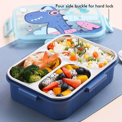 NIYO TOYS colorful lunch box with four compartments, durable design for kids and adults, features water flask stainless steel