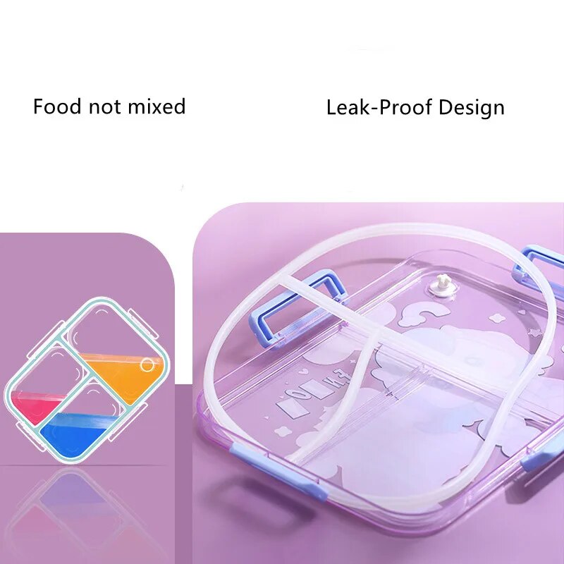 NIYO TOYS leak-proof lunch box with colorful compartments for kids, includes water flask stainless steel