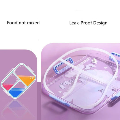 NIYO TOYS leak-proof lunch box with colorful compartments for kids, includes water flask stainless steel