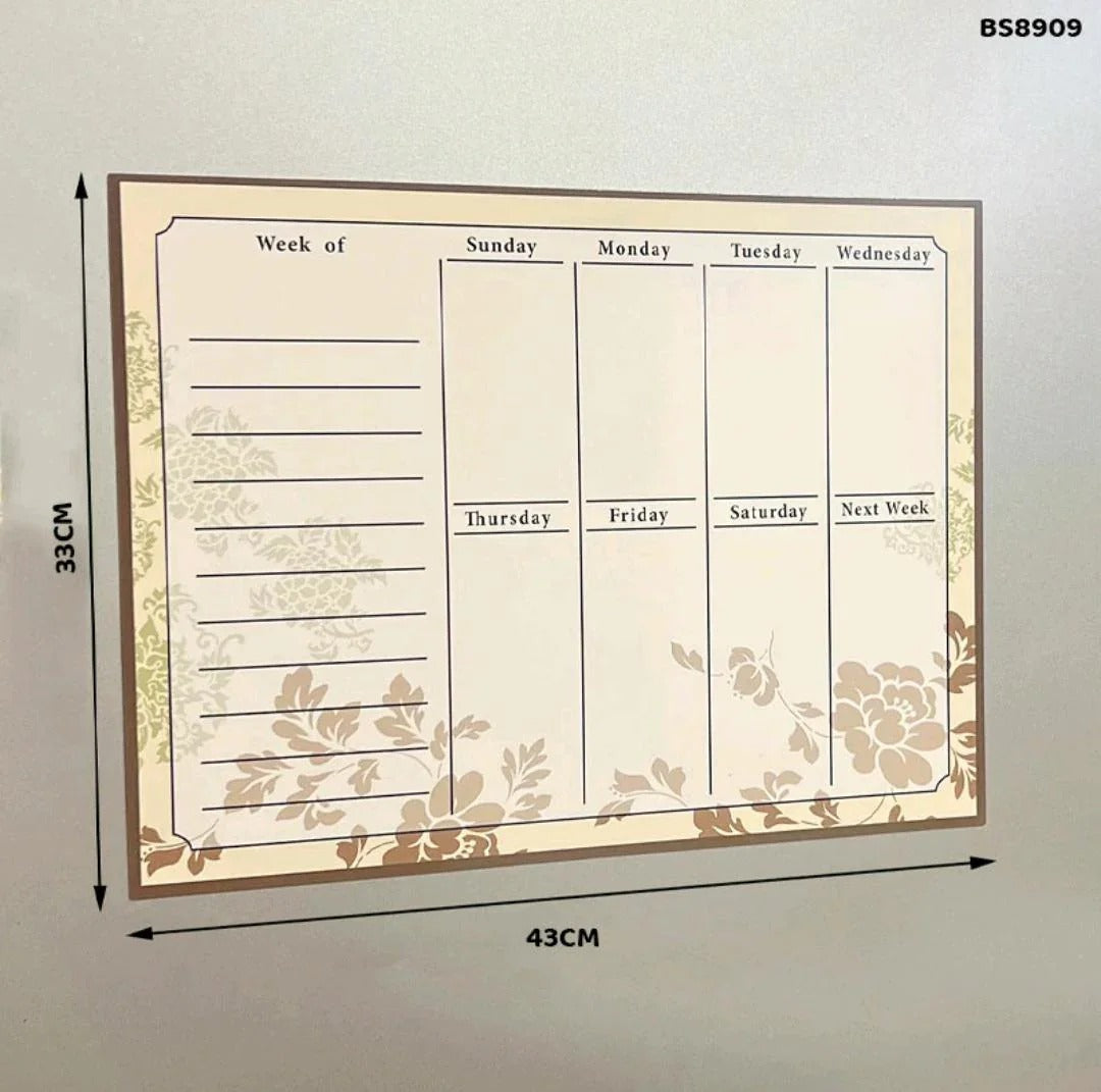 Weekly planner with floral design, 33x43cm, perfect for organizing schedules and tasks