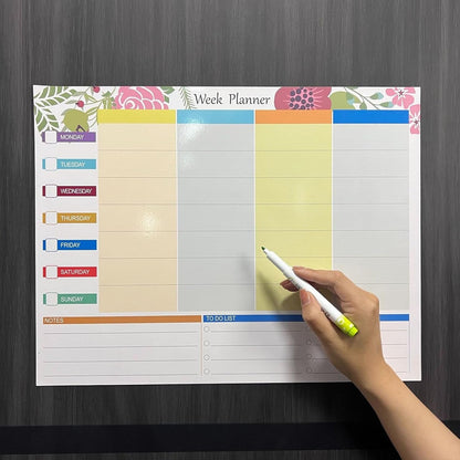 Floral Week Planner with Sections for Each Day and Notes, Ideal for Organizing Weekly Tasks