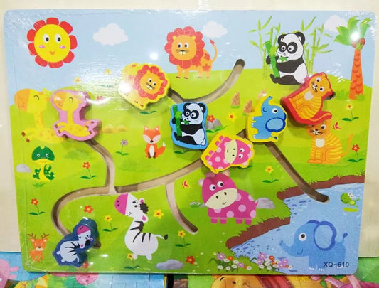 Colorful puzzle toy with animal pieces for kids, encourages learning and play for ages 3 and up