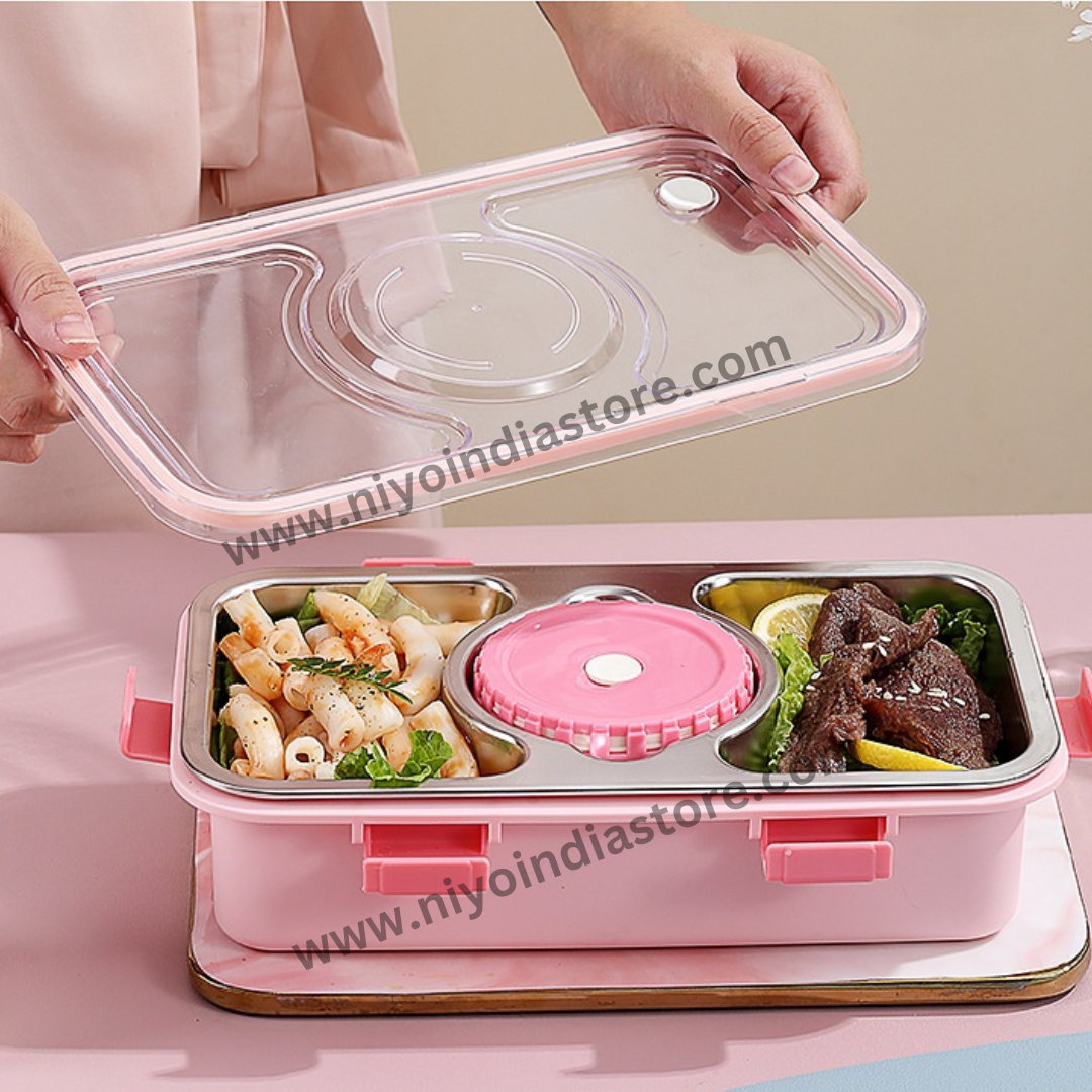 Niyo toys Bento 3 Compartment Metal Lunch Box with Bowl