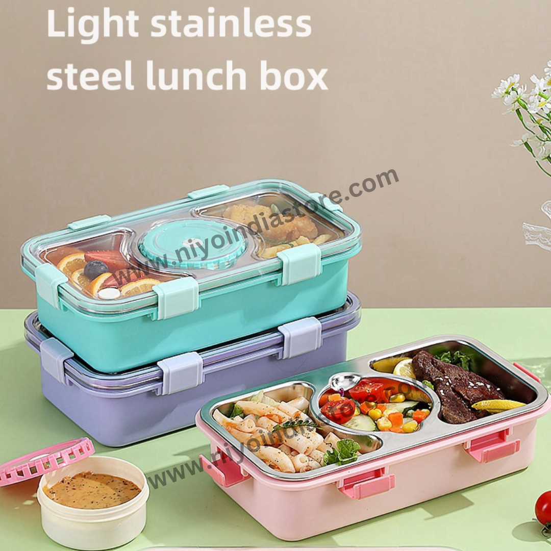 Niyo toys Bento 3 Compartment Metal Lunch Box with Bowl