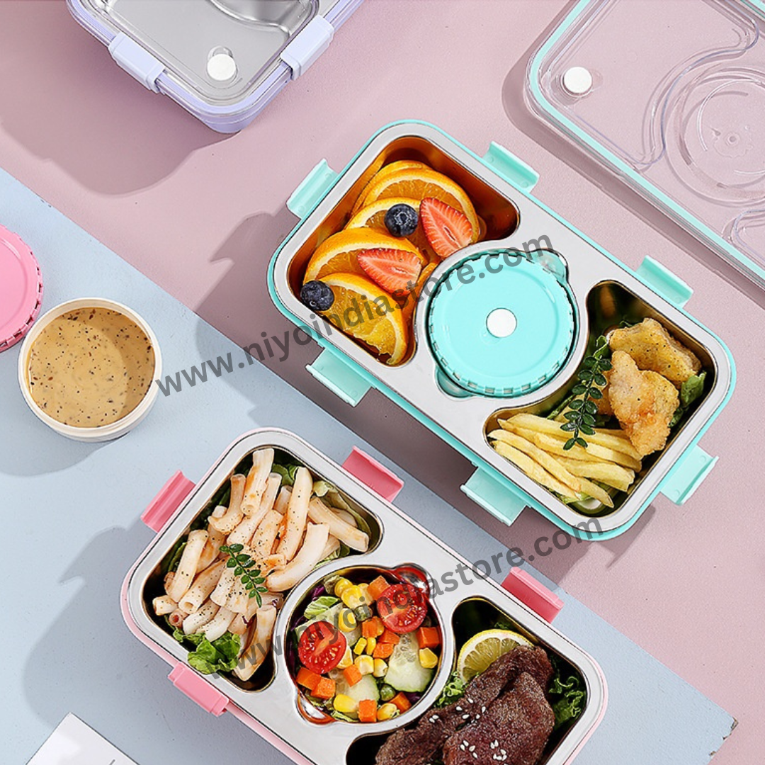 Niyo toys Bento 3 Compartment Metal Lunch Box with Bowl